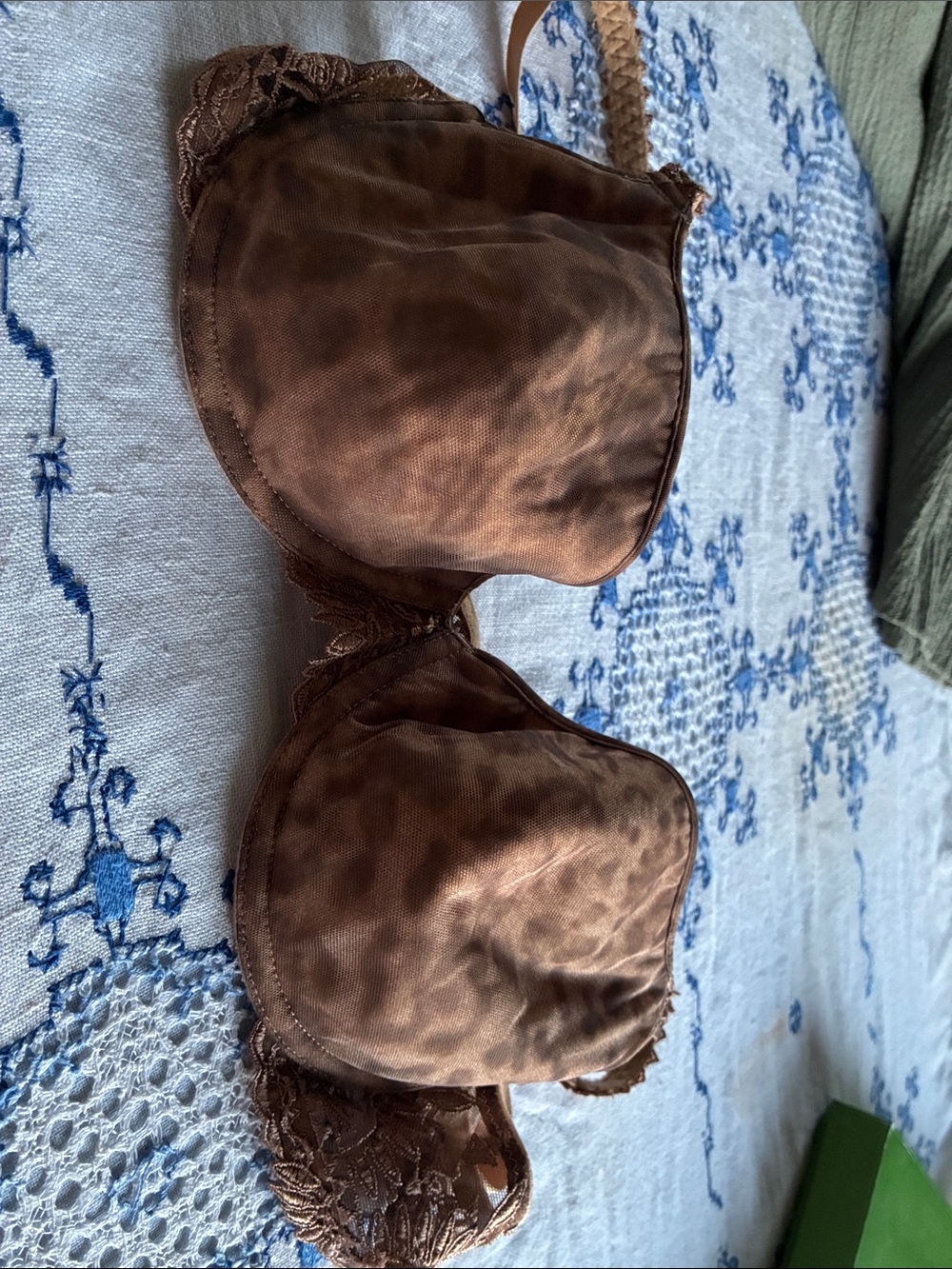 Chantelle Lace Trim Bra in Chocolate Brown 34C Made in France